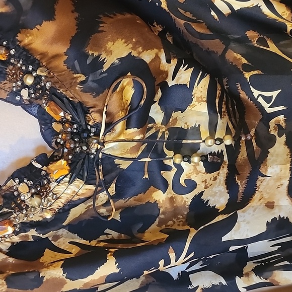 Cache 100%silk on or off the shoulder blouse animal print - Picture 7 of 8